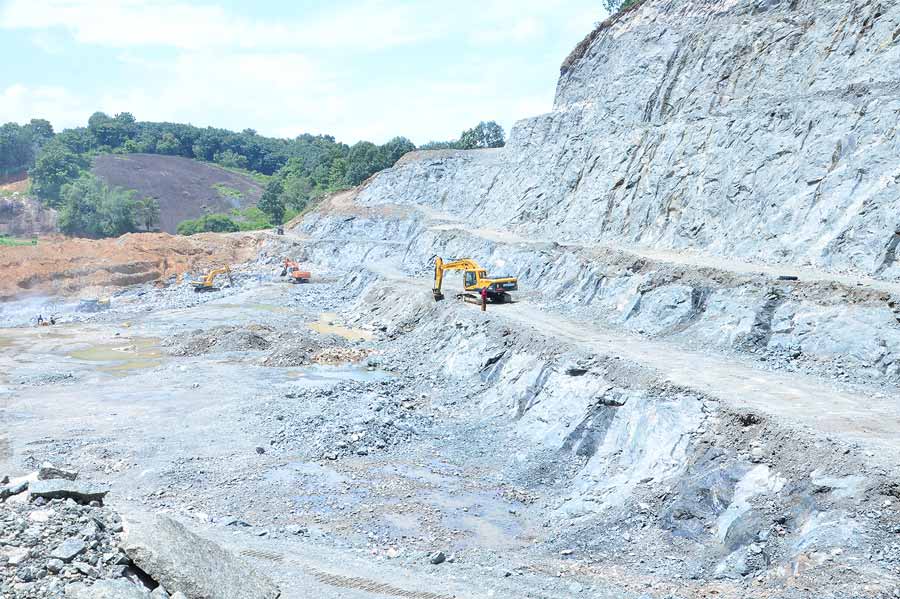 Polished granite slab sample